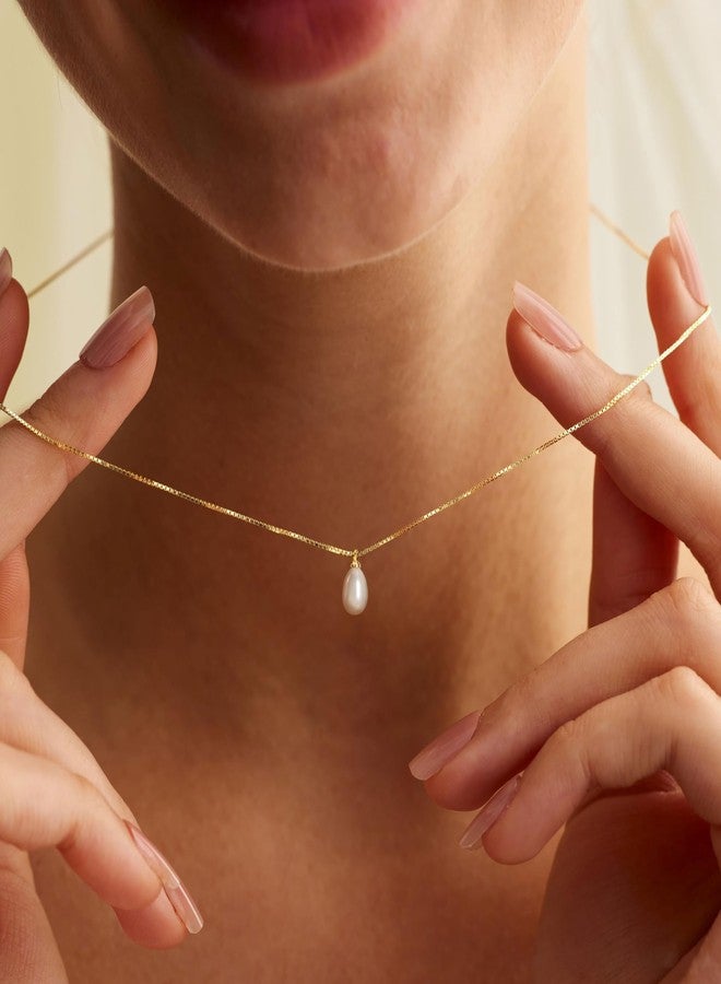 KICKGY Pearl Necklaces for Women,14k Gold Plated Single Pearl Pendant Necklace Dainty Bridal Pearls Necklace Small Cute Pearls Choker Box Necklaces Trendy Gold Prom Jewelry for Women Wedding Gifts - Image 4